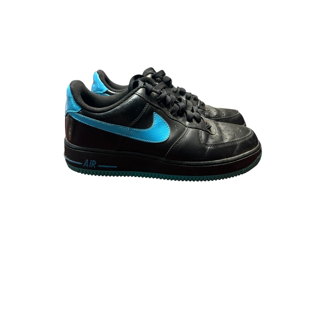 Nike Air Force 1 Low Black Blue Leather Sneakers 315122-040 Mens 7.5